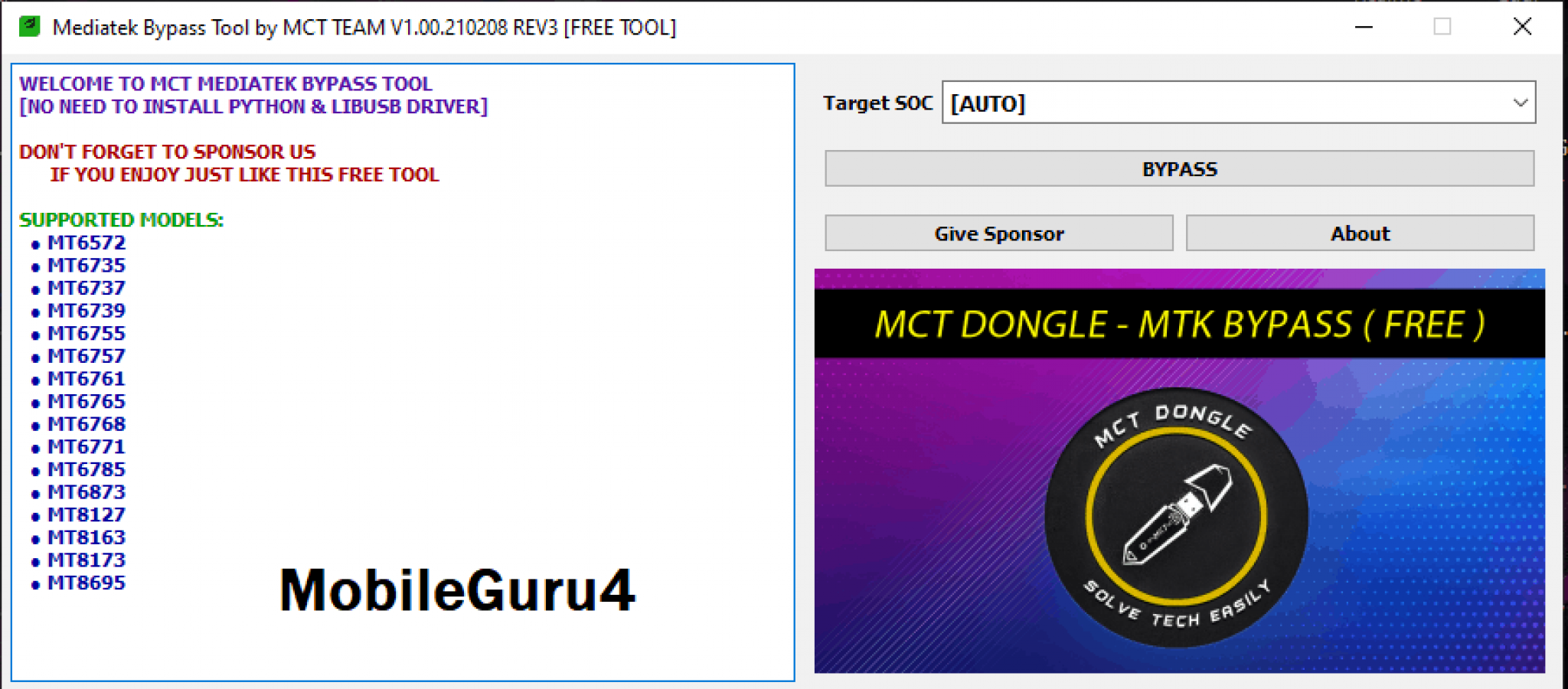 MCT MTK Bypass Tool v4 Latest Setup 2021 (MTK Auth Bypass) - Mobile Guru4